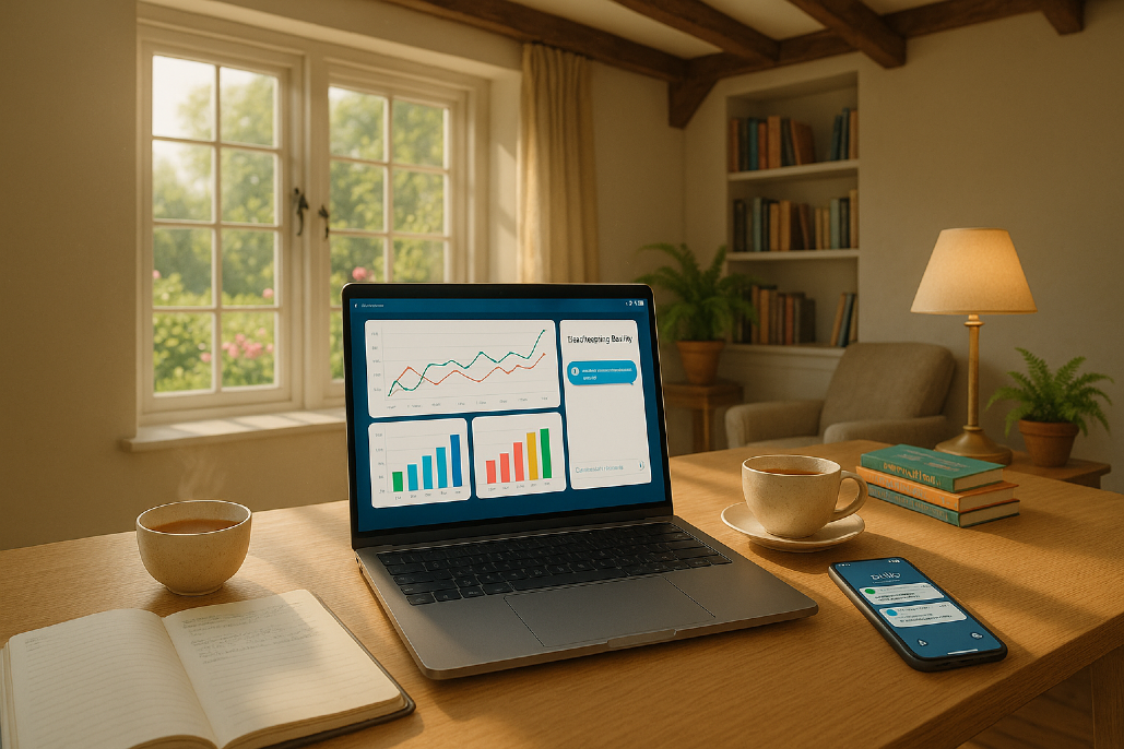 Bookkeeping Buddy, Numbers, ledgers, expenses, Balance with patience